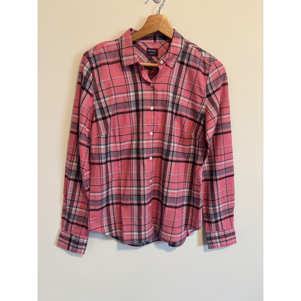 UNTUCKit Womens Pink Plaid Cotton Button Down Shirt Long Sleeve Size 4